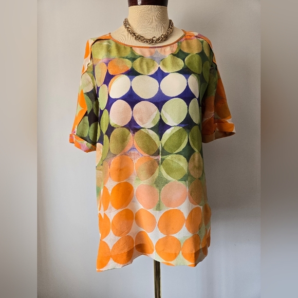 TIGER OF SWEDEN 100% Silk Circle Pattern Blouse. Size 36/ Small - Picture 5 of 16